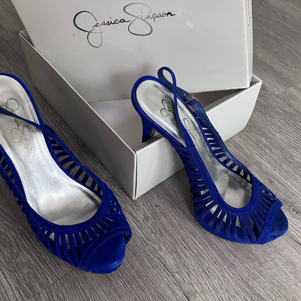 sling back Jessica Simpson blue violet heels - size 8.5